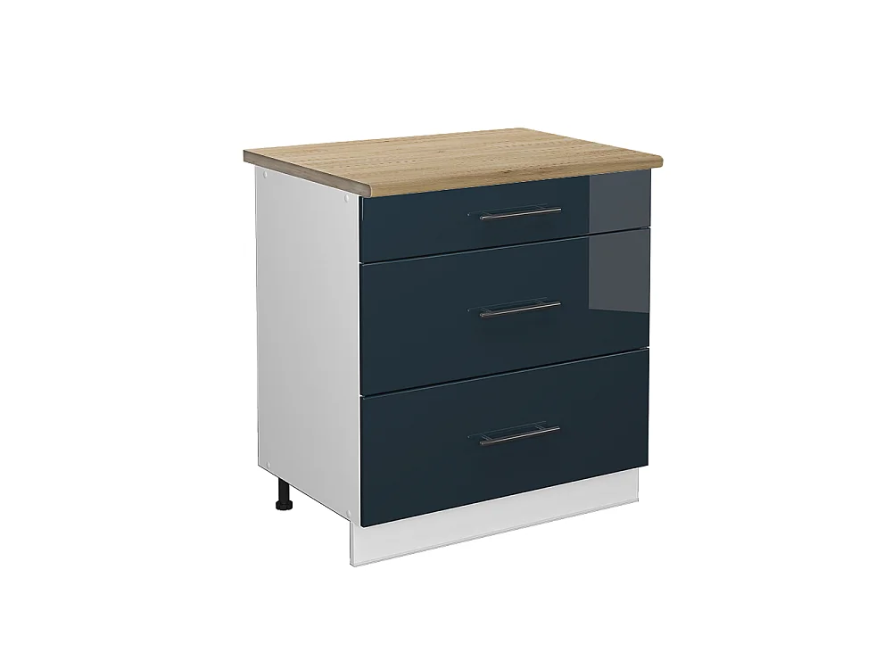 Meuble cuisine bleu foncé brillant 80x60x82 fame-line