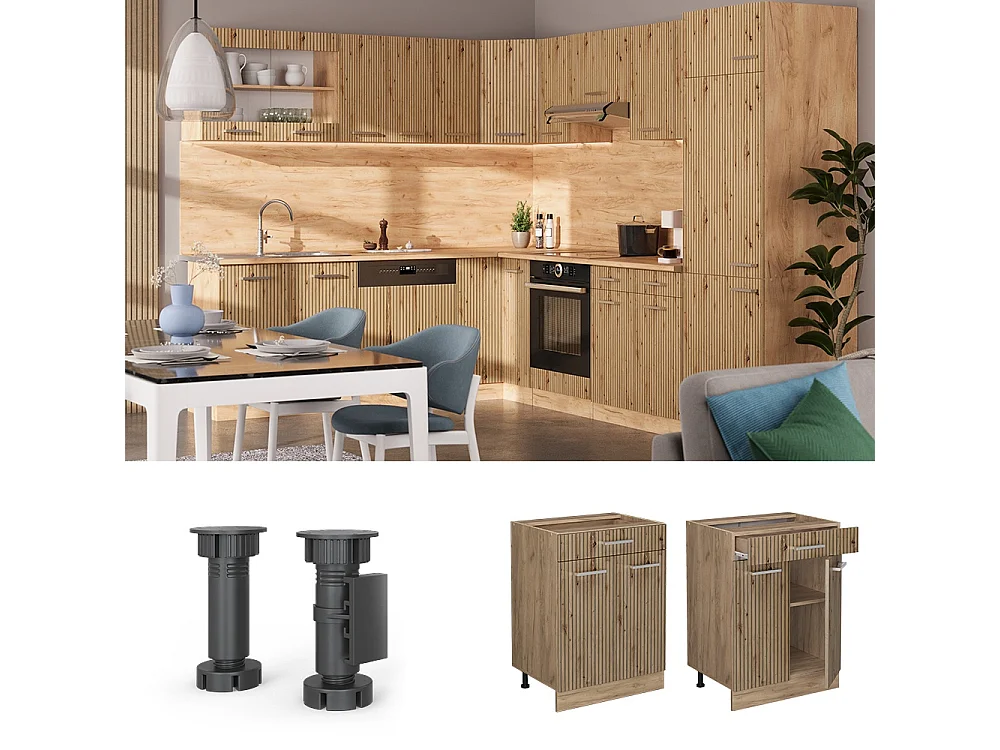 Keukenonderkast artisanaal eiken 60x60x81.6 r-line