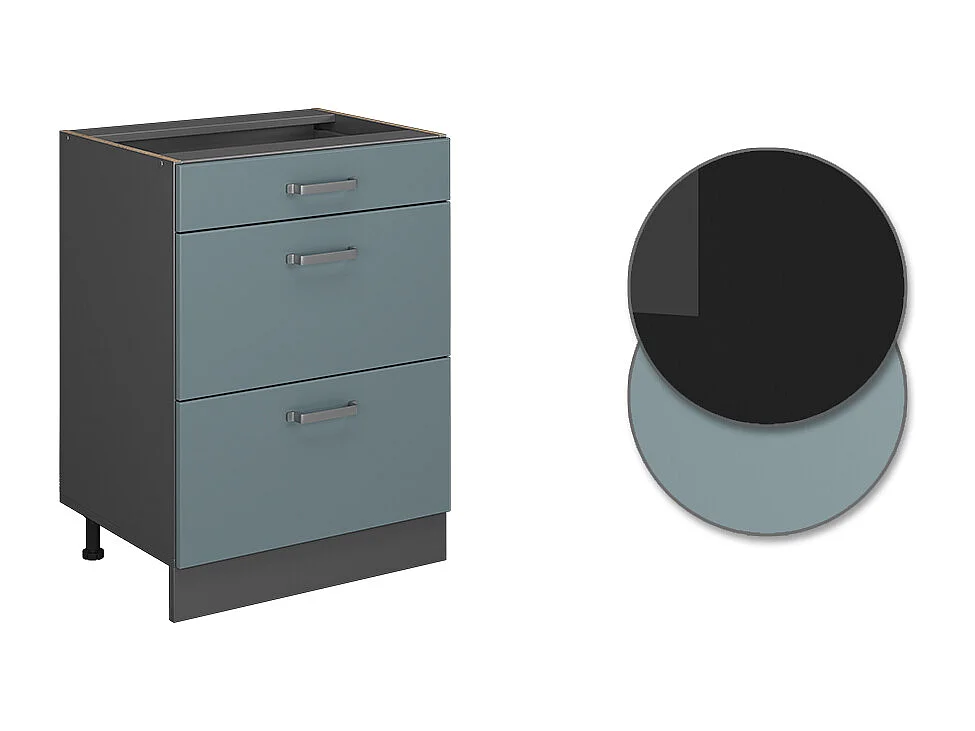 Mueble bajo de cocina gris azulado 60x46x81.6 r-line