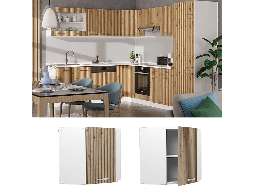 Armario colgante de esquina roble artesanal 57x34.1x60 r-line