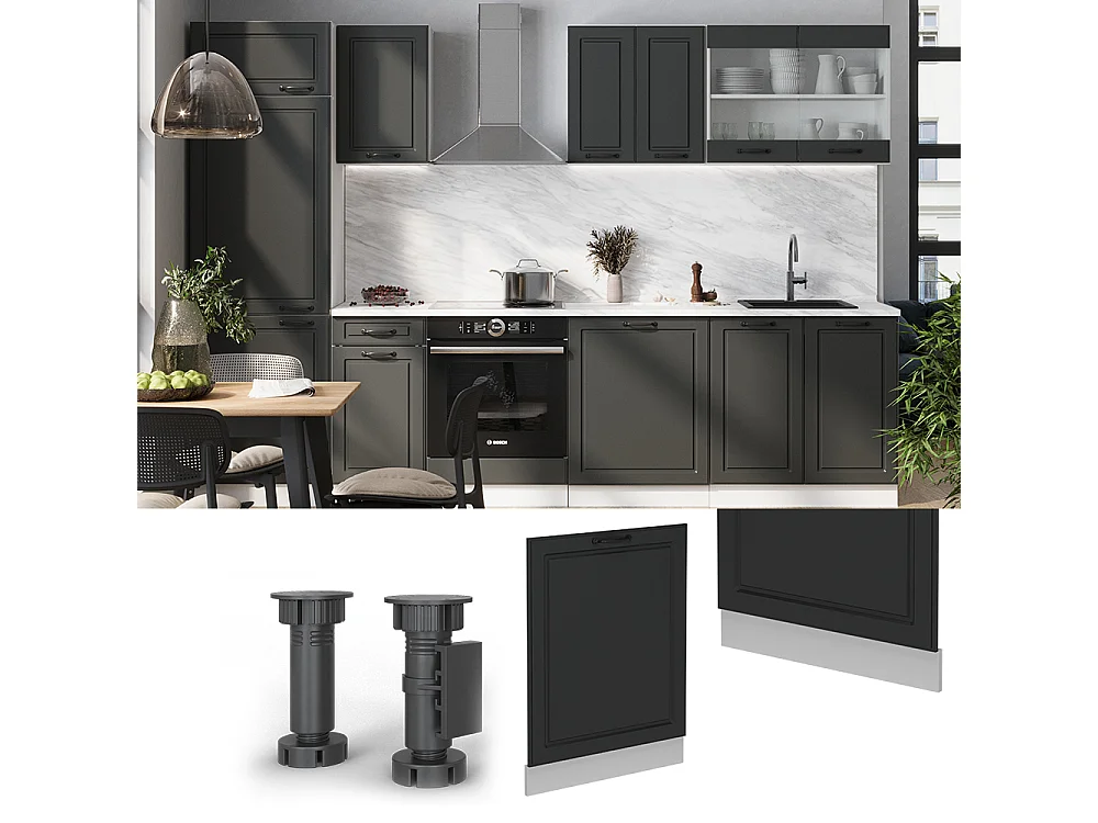 Façade de lave-vaisselle anthracite campagne 60x1.6x81.8 r-line