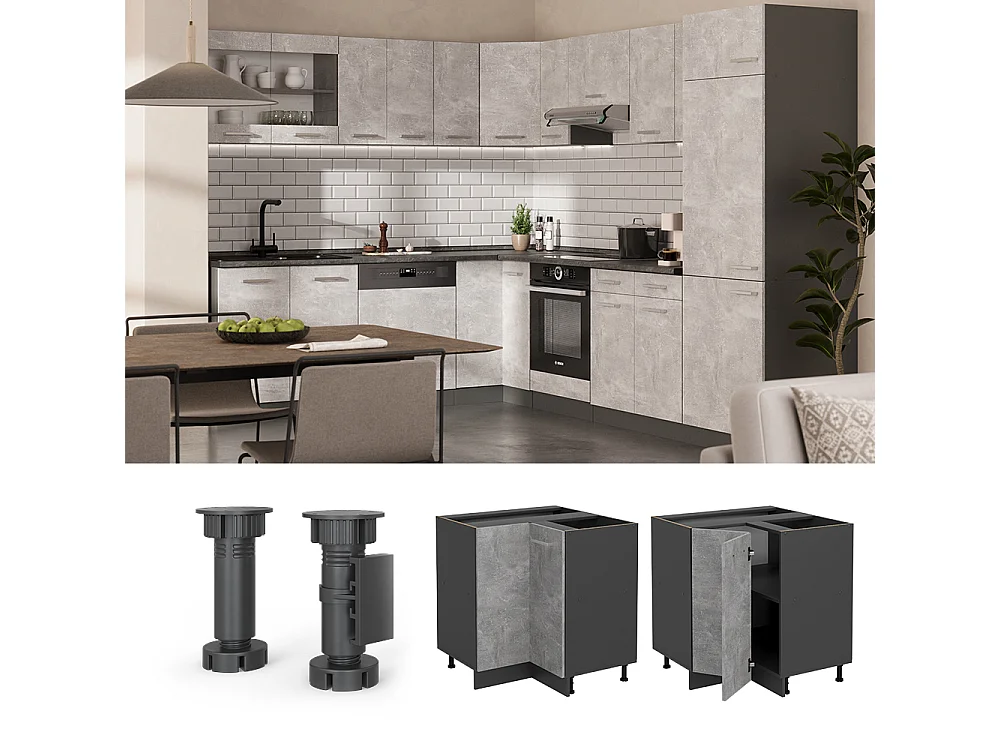 Mobile ad angolo cucina calcestruzzo 75.6x60x81.6 r-line