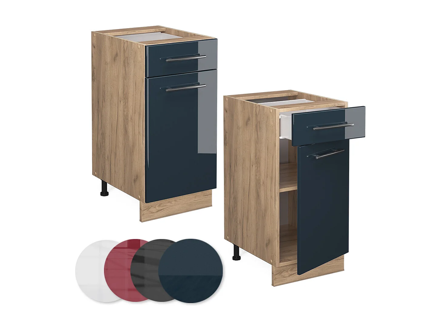 Meuble cuisine bleu foncé brillant 40x51.6x82 fame-line