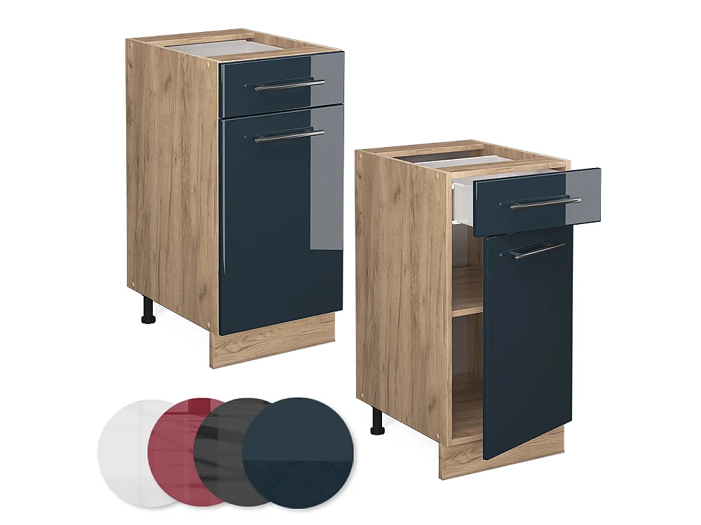 Meuble cuisine bleu foncé brillant 40x51.6x82 fame-line