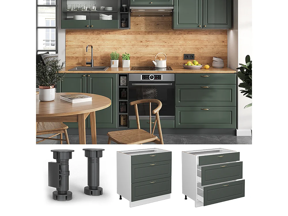 Meuble cuisine vert or campagne 80x60x82 fame-line