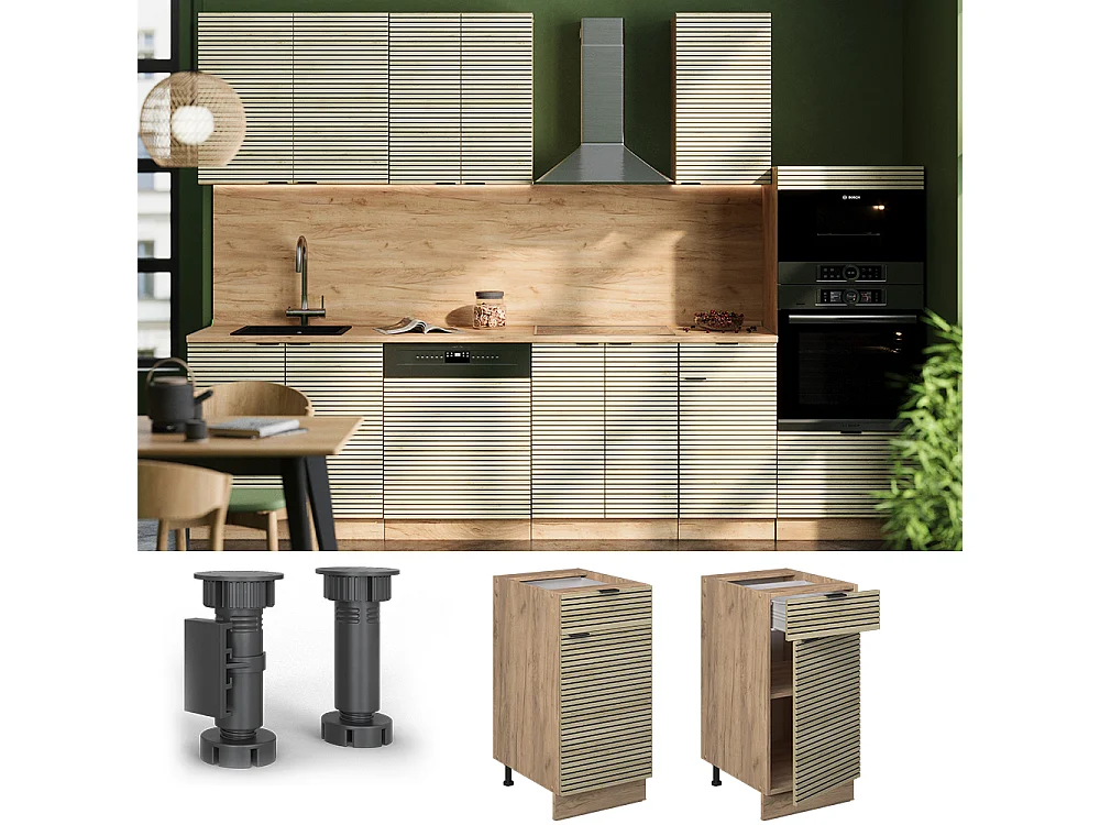 Meuble cuisine panneau en chêne 40x51.6x82 fame-line