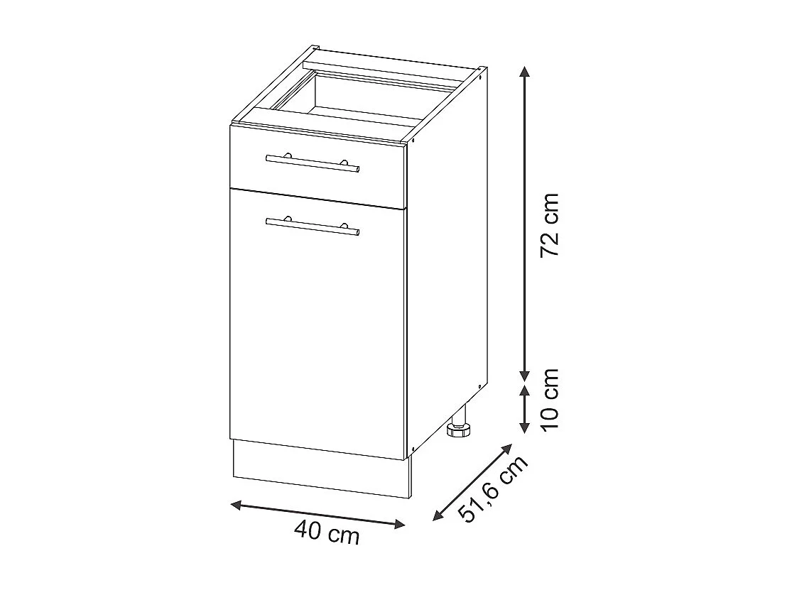 Meuble cuisine panneau en chêne 40x51.6x82 fame-line