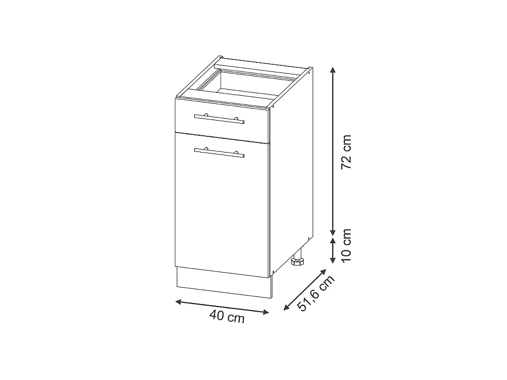 Küchenunterschrank eiche paneel 40x51.6x82 fame-line