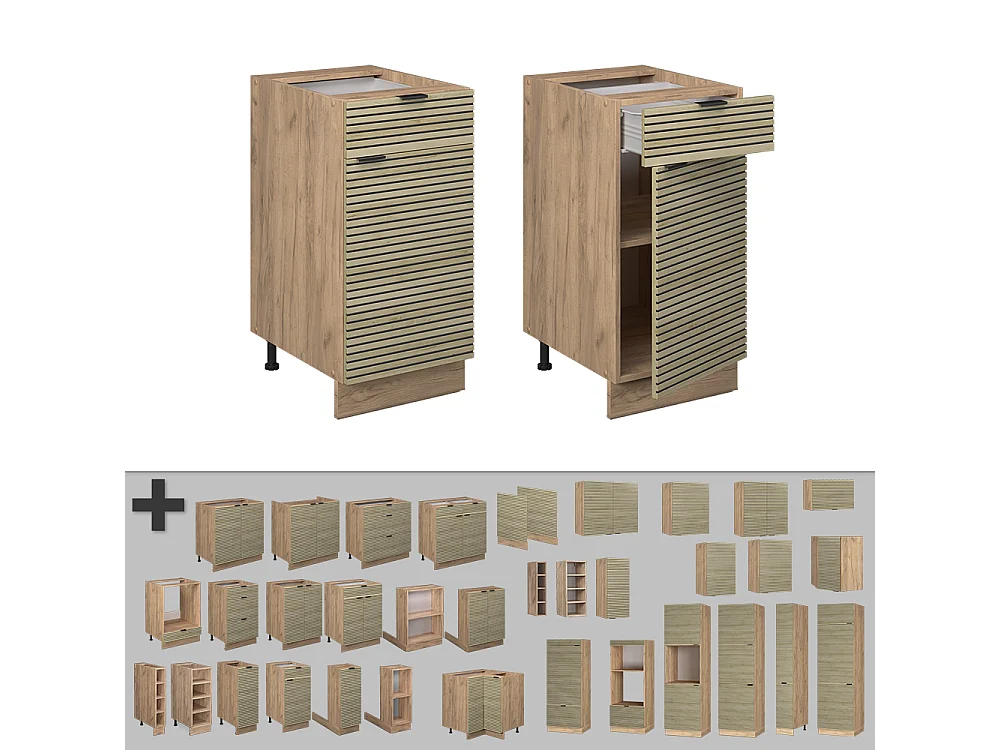 Küchenunterschrank eiche paneel 40x51.6x82 fame-line