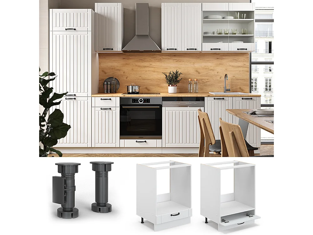 Meuble pour four blanc campagne 60x51.6x82 fame-line