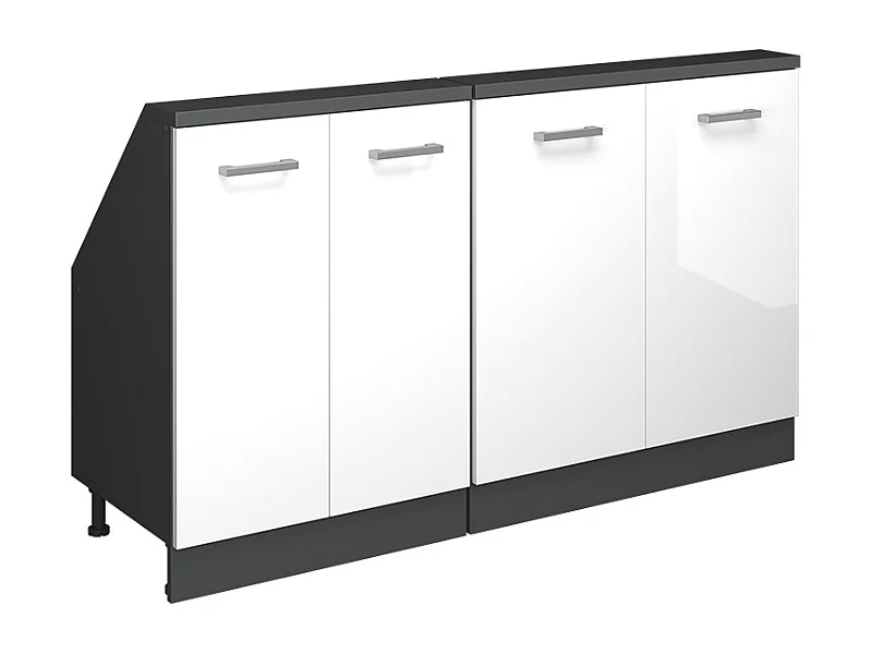 Küchenschrank für Dachschrägen weiß hochglanz 140x46x81.6 r-line