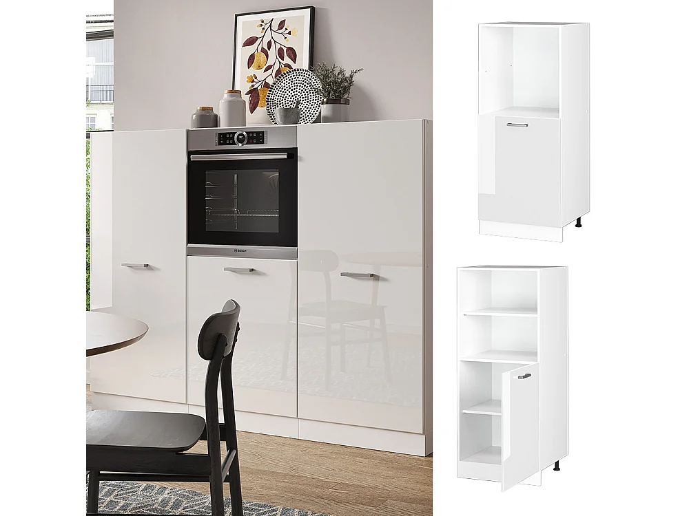 Meuble pour four blanc haute brillance 60x57x143 r-line