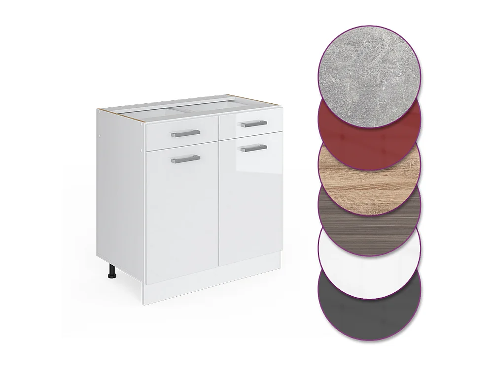 Mobiletto base per cucina bianco lucido 80x60x81.6 r-line
