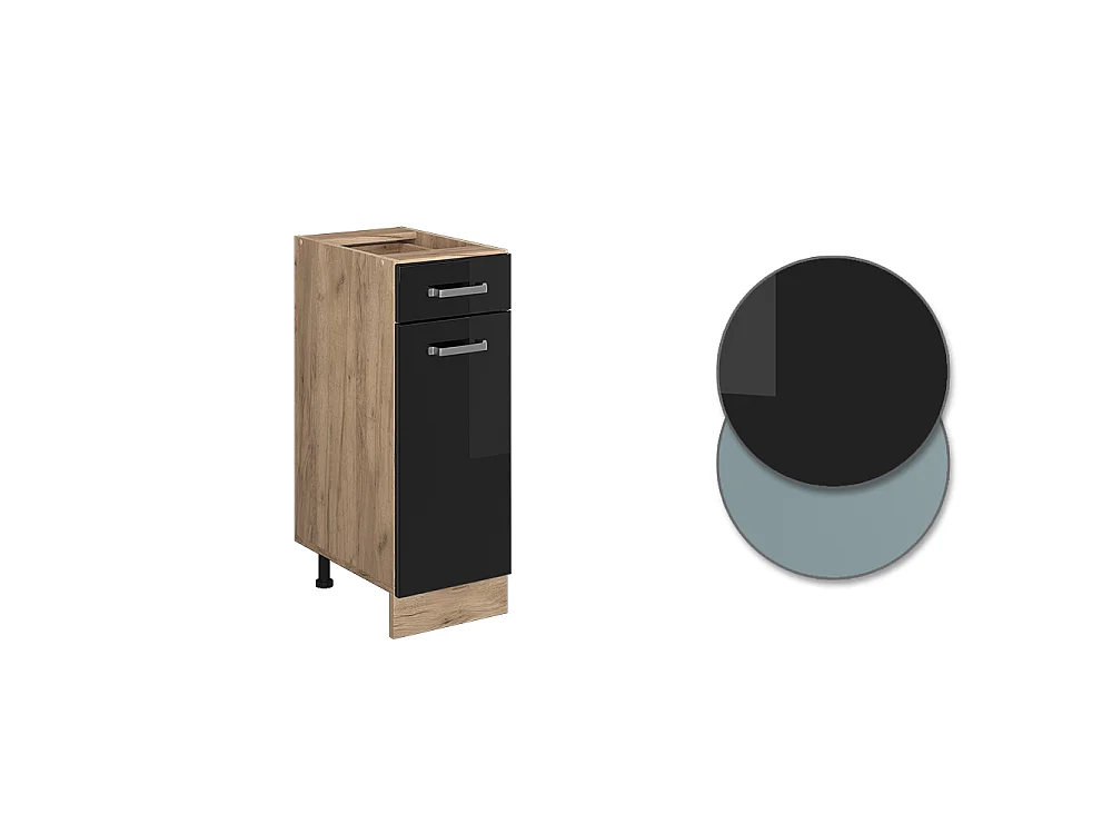 Meuble cuisine noir haute brillance 30x60x81.6 r-line