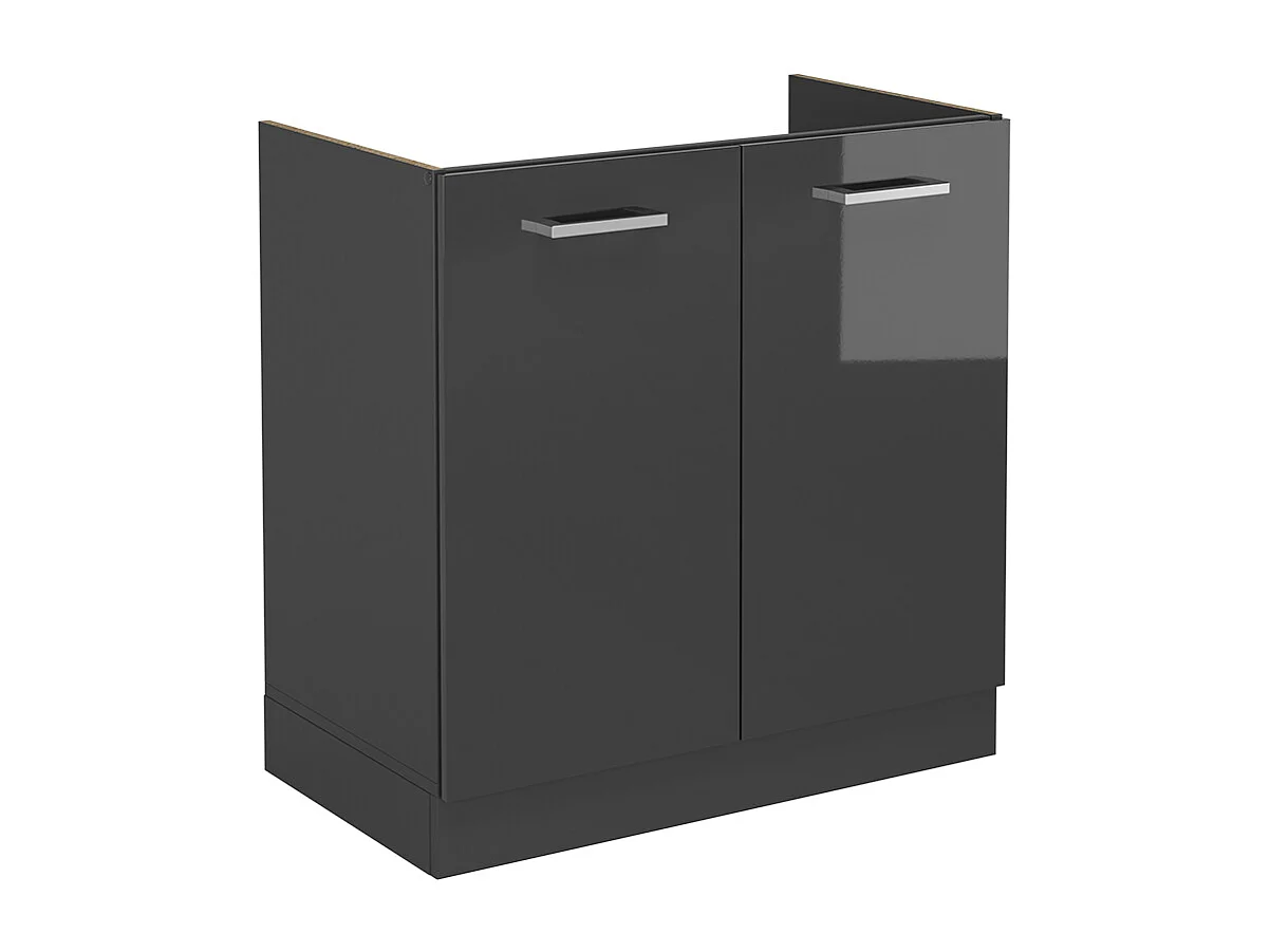 Meuble bas sous-évier anthracite haute brillance 80x46x81.6 r-line
