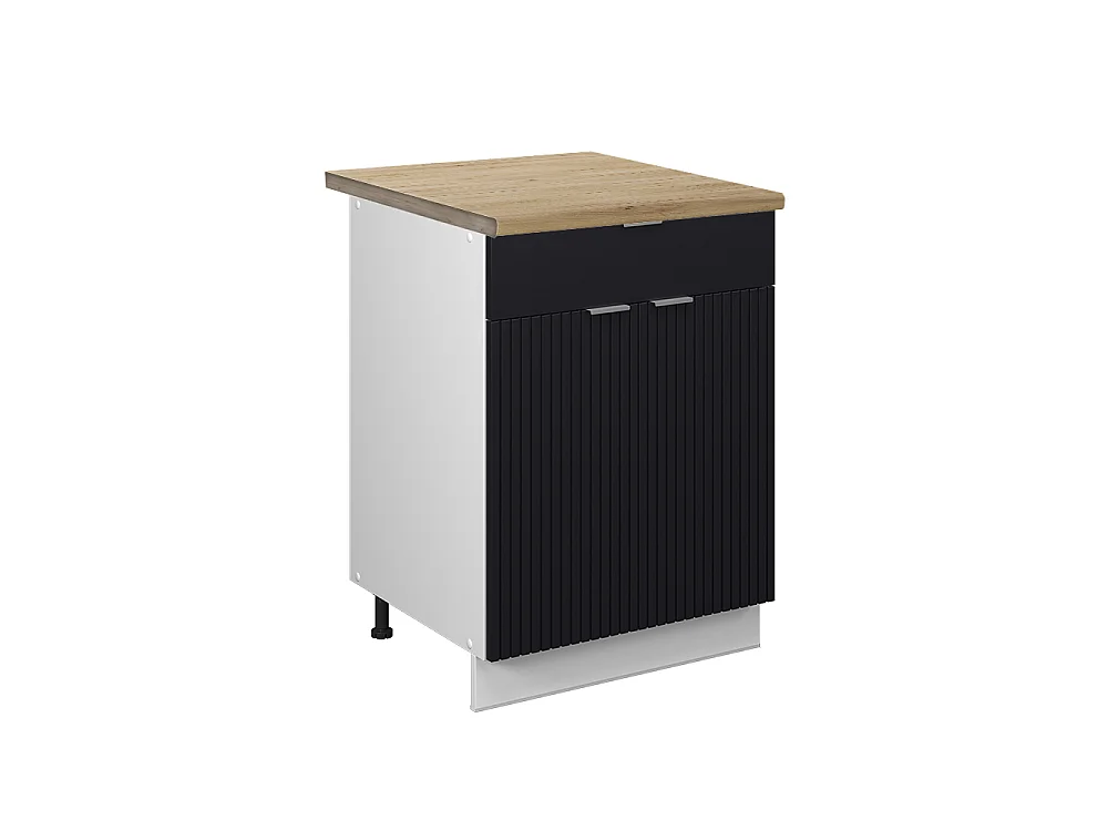 Kitchen base cabinet black striped 60x60x82 fame-line
