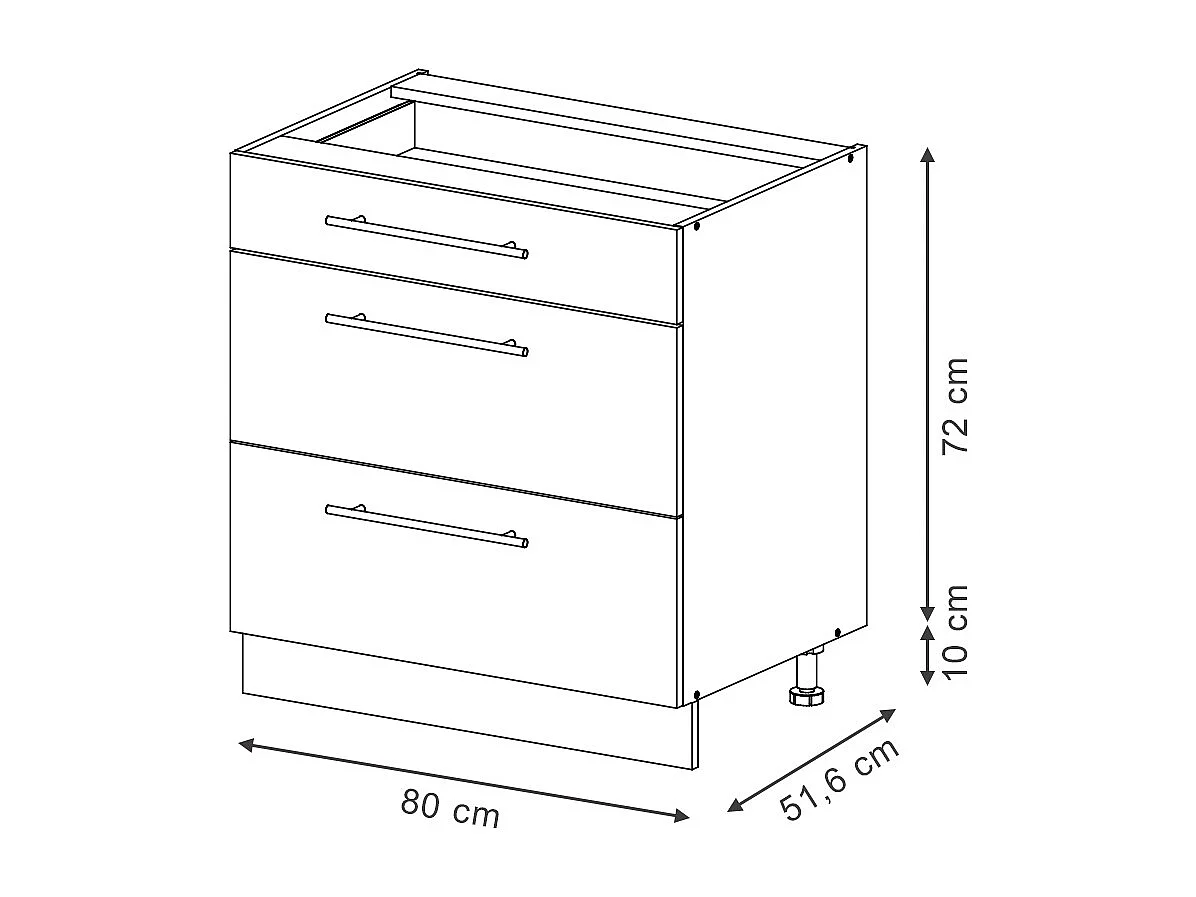 Küchenunterschrank eiche paneel 80x60x82 fame-line