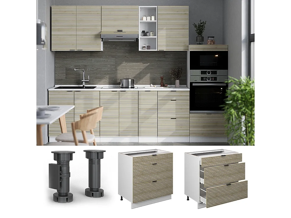 Mobiletto base per cucina pannello in quercia 80x60x82 fame-line