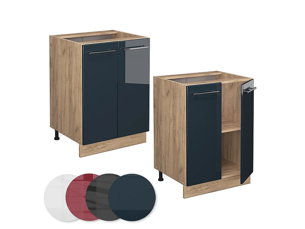 Keukenonderkast donkerblauw hoogglans 60x51.6x82 fame-line