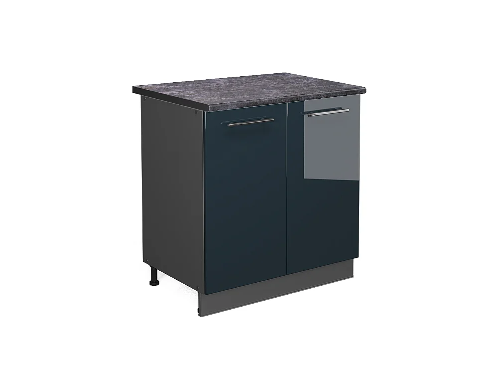 Meuble bas sous-évier bleu foncé brillant 80x60x82 fame-line