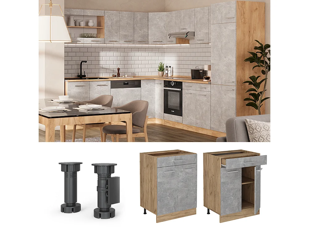 Meuble cuisine béton 60x60x81.6 r-line