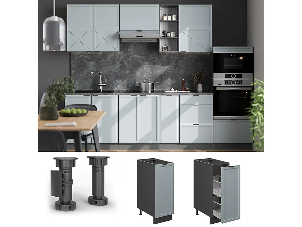 Apothekerschrank hellblau-grau 30x60x82 fame-line