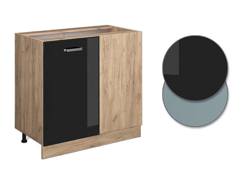 Armario de esquina negro brillo intenso 86x60x81.6 r-line