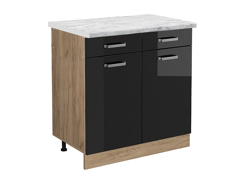 Mueble bajo de cocina negro brillo intenso 80x60x81.6 r-line