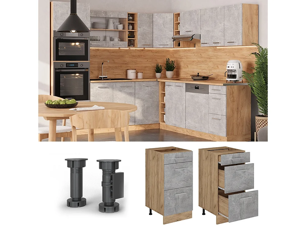 Mueble bajo de cocina hormigón 40x60x81.6 r-line