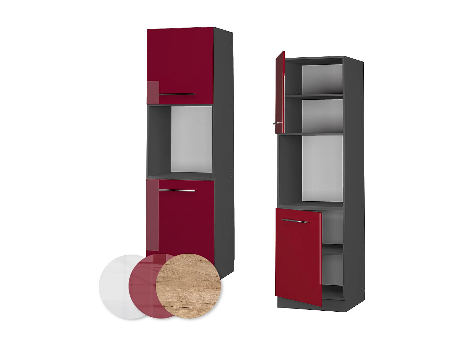 Armario para horno empotrado rojo burdeos alto brillo 60x58x206.8 fame-line