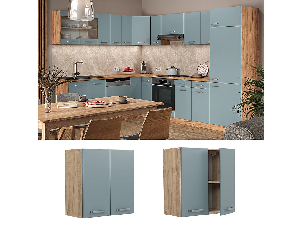 Elément haut de cuisine bleu-gris 60x31x60 r-line
