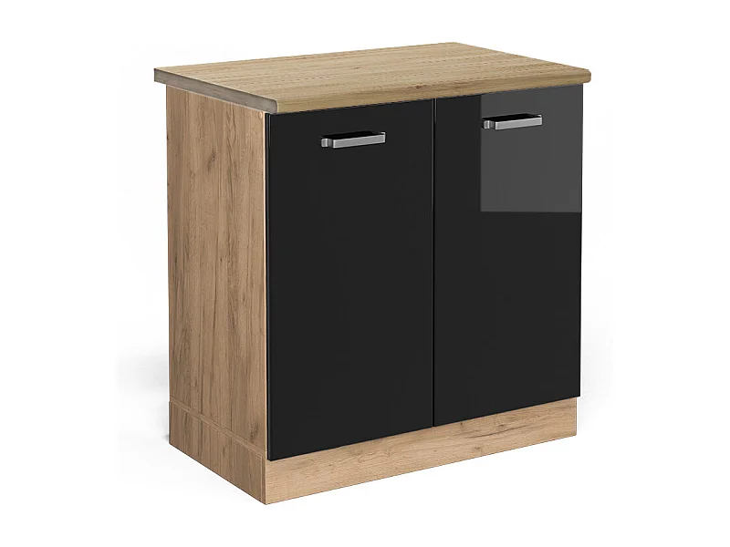 Armario bajo para fregadero negro brillo intenso 80x60x81.6 r-line