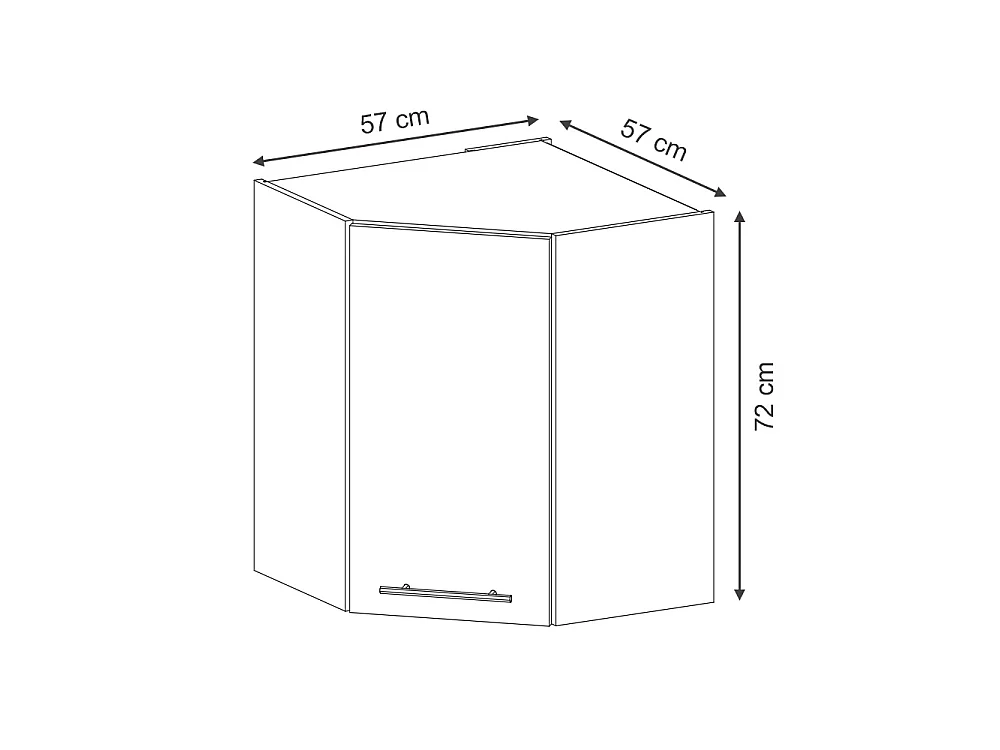 Corner wall cabinet black striped 57x34.1x72 fame-line