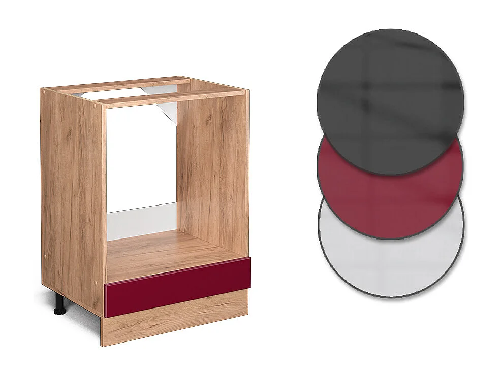 Meuble pour four rouge brillant 60x60x81.6 r-line