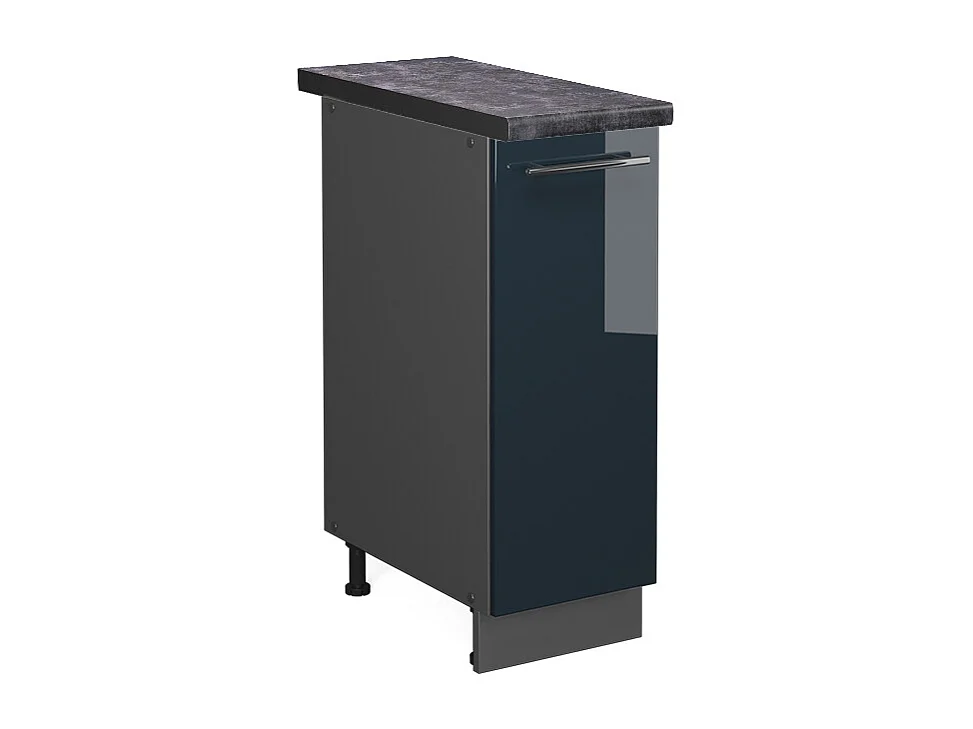 Meuble de cuisine bleu foncé brillant 30x60x82 fame-line