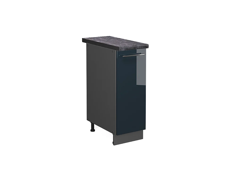 Meuble de cuisine bleu foncé brillant 30x60x82 fame-line
