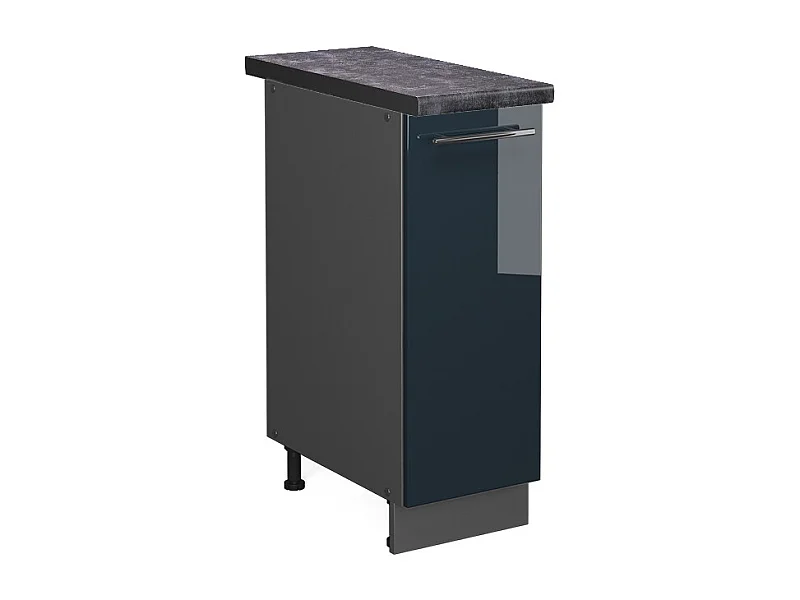 Meuble de cuisine bleu foncé brillant 30x60x82 fame-line