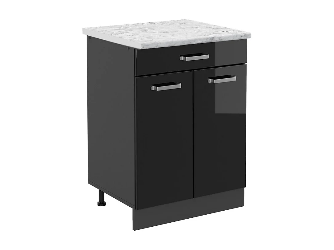 Mobiletto base per cucina nero lucido 60x60x81.6 r-line