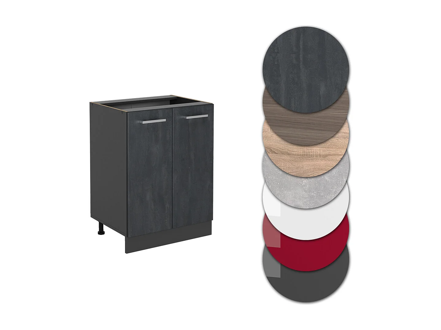 Meuble bas de cuisine noir béton/anthracite 60x60x81.6 r-line