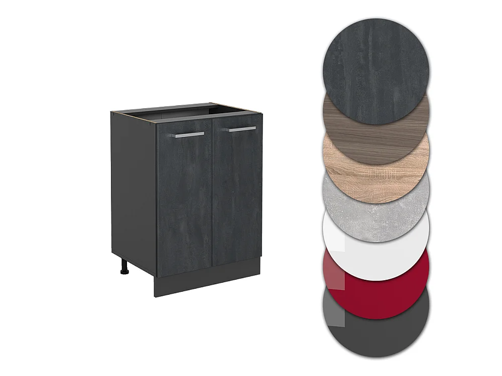 Mobiletto base cucina Calce nera/antracite 60x60x81.6 r-line