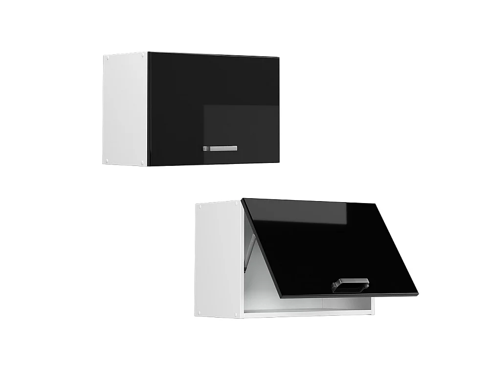 Elément haut de cuisine noir haute brillance 60x31x40 r-line