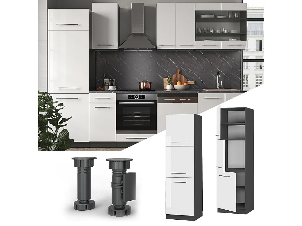 Armario para horno empotrado blanco alto brillo 60x58x206.8 fame-line