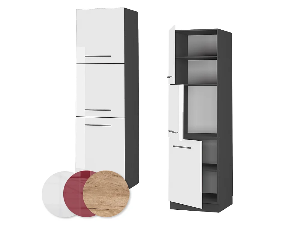 Armario para horno empotrado blanco alto brillo 60x58x206.8 fame-line