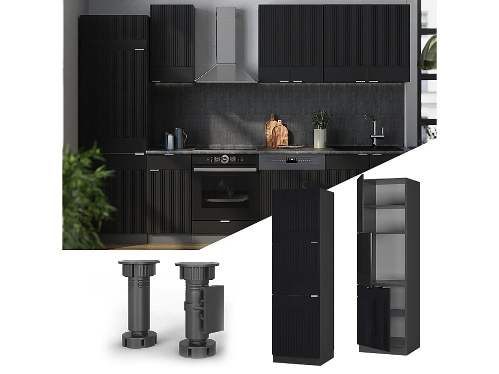 Armario para horno empotrado rayas negras 60x58x206.8 fame-line