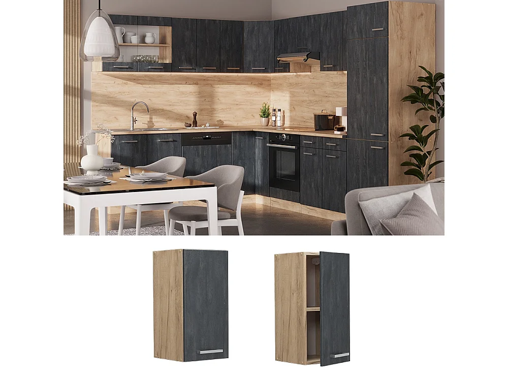 Wall cabinet black concrete 30x31x60 r-line