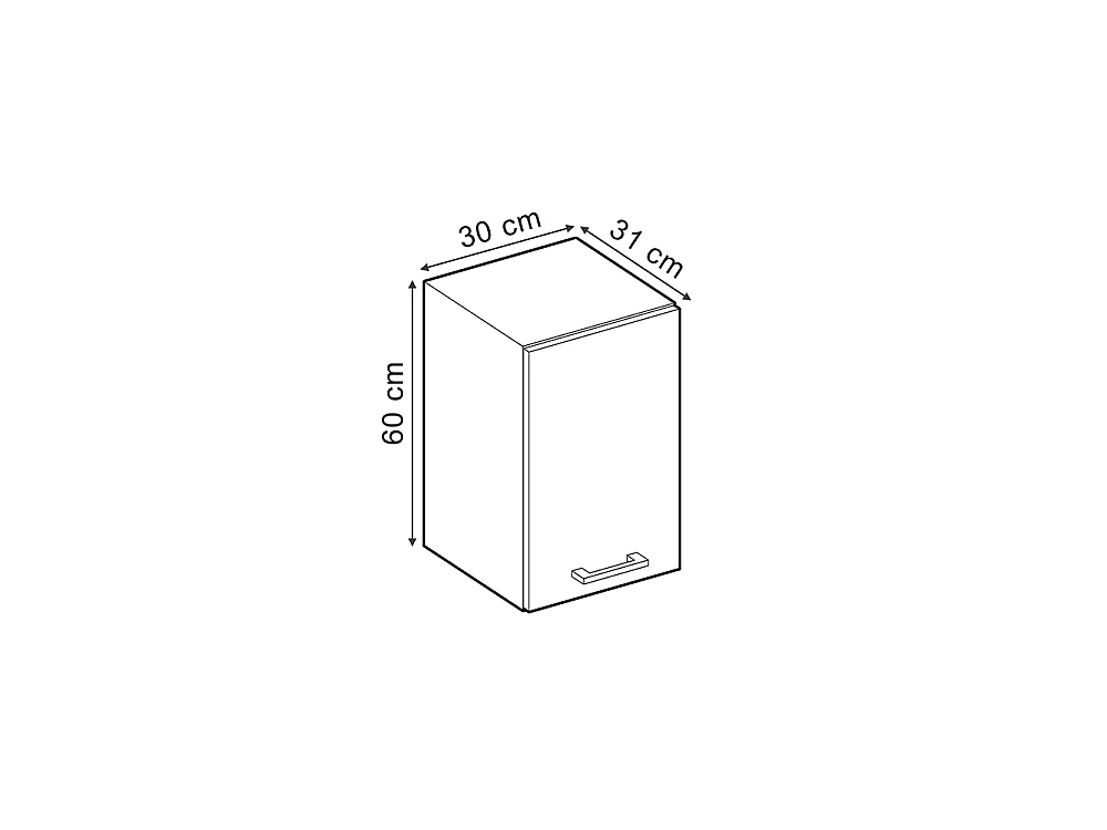 Wall cabinet black concrete 30x31x60 r-line