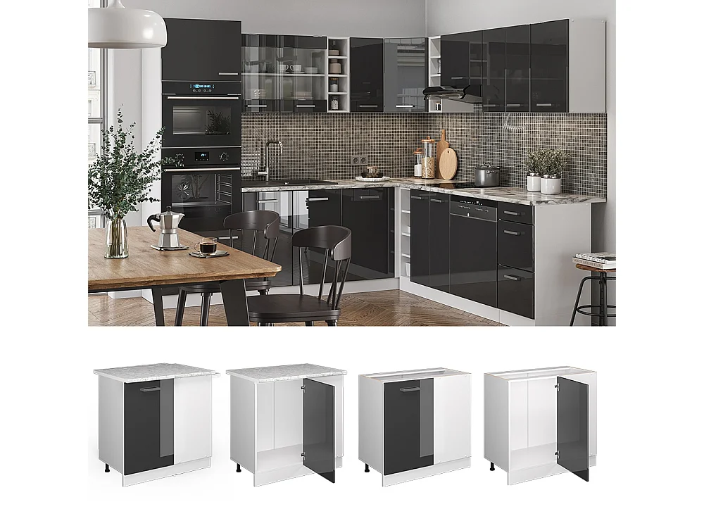 Corner cabinet anthracite high gloss 86x60x81.6 r-line