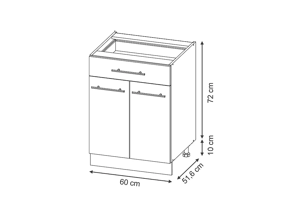 Meuble cuisine gris foncé 60x60x82 fame-line