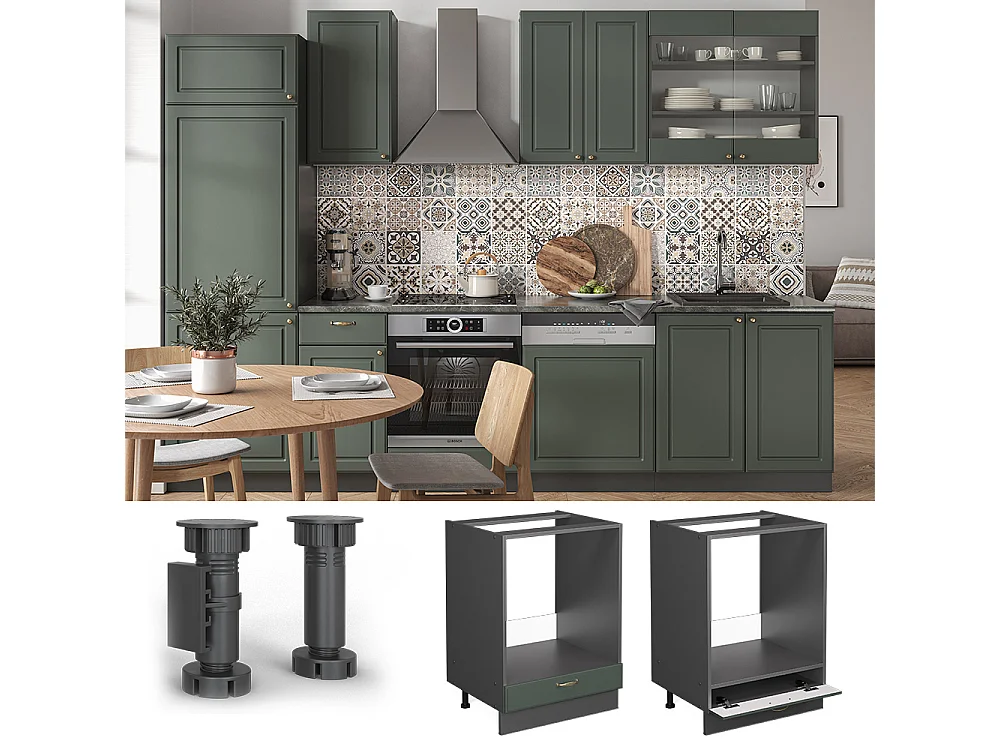 Mobile per forno da incasso verde-oro country house 60x60x82 fame-line