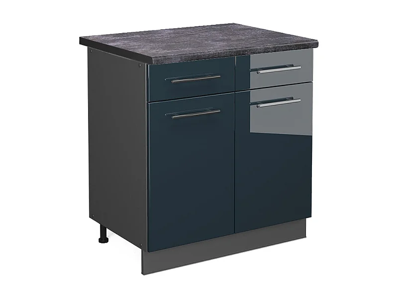 Mueble bajo de cocina azul oscuro alto brillo 80x60x82 fame-line